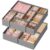 SONGMICS Drawer Organizers, Dresser Divider Organizers, Set of 12, Foldable Fabric Storage Boxes for Socks, Underwear, Bras, Ties, Scarves, Dove Gray URDZ006G02