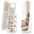 SONGMICS HOME 360° Swivel Jewelry Cabinet Standing, Full Length Mirror with Storage, Lockable Jewelry Armoire with Vanity and Rear Shelves, Cloud White UJJC036W01SH