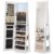 SONGMICS HOME LED Standing Jewelry Armoire, Full Length Mirror with Lights, Lockable Large Jewelry Box, Vanity Mirror with Storage, Space-Saving Organizer, Gift Idea, White UJJC008W01SH