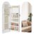 SONGMICS HOME Over the Door Mirror Jewelry Cabinet, Lockable Jewelry Armoire with Arch Mirror, Wall Mounted Organizer with Inner Mirror and LED Lights, 16.7 x 4.1 x 42.7 inches, Cloud White and Tan