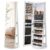 SONGMICS HOME Standing Jewelry Armoire, Full Length Floor Mirror with Storage, Lockable Jewelry Cabinet with 6 LED Lights, Built-in Vanity, White Surface, Black Lining UJJC007W01SH