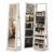 SONGMICS HOME Standing Jewelry Cabinet, Full Length Mirror with Storage, Swivel Jewelry Armoire, Lockable Rotating Jewelry Organizer, Rear Storage Shelves, Bedroom Organization, White UJJC006W01SH