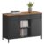 SONGMICS Storage Cabinet, Metal Cabinet, Sideboard with 2 Doors, 15.7 x 43.3 x 29.9 Inches, Magnetic Closure, Adjustable Shelves, Steel Frame, Rustic Brown and Matte Black ULSC204B01