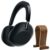 Sony 1000X THE COLLEXION Wireless Noise Cancelling Headphones – Black WH1000XX/B Bundle with Deco Essentials Wood Headphone Display Stand Secure Tabletop Holder