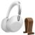 Sony 1000X THE COLLEXION Wireless Noise Cancelling Headphones – Platinum WH1000XX/W Bundle with Deco Essentials Wood Headphone Display Stand Secure Tabletop Holder