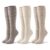 SOQSOQ Knit Slouchy Calf Socks for Women 3 Pack Raised Diamond Pattern Warm Soft Oatmeal Beige for Winter Xmas Indoor Outdoor (3 Pack-Grey&Cream&oatmeal)