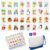 Soulchen 129 Pack 4 Players Mahjong Block Set(1.2”) Tiles Push Game Portable Travel Blue Mahjong Tiles Set with Carry Bag for Spring Summer Family Friends Party Game Gift, 32 Seasonal Pattern