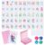 Soulchen 168 Pcs Large Print Mahjong Cards, Dice and Box Set,Floral,Pink