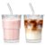 SoulTimes 13oz Ribbed Glass Tumbler with Lid and Straw – Iced Coffee Glasses Cups for Smoothie, Matcha, Juice, Water etc. Leakproof and Reusable Glassware Drinking for Travel To Go 【2 Pack】
