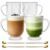 SoulTimes 16oz Glass Coffee Mugs with Handles and Spoon Set of 4 Ribbed Mug