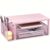 Spacrea Desk Organizer and Accessories, Computer Monitor Stand Riser with Drawer and 1 Open Pen Holder, Printer & Laptop Stand, Office Desk Accessories for Home Office Supplies (Pink)