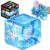 Squishy Cube for Kids & Adults, Glitter Ice Cube Squishy Slow Rising Squishy Fidget Toys, Squeeze Toys for Stress Relief, Classroom Prizes Party Favors Birthday Gifts (Glitter-Blue)