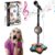 Ssguopte Microphone with Stand for Kids, Adjustable Standing Kid Karaoke Machine with Light, Detachable Kids Microphones for Singing