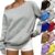 Ssuyeuri Women’s Off The Shoulder Sweatshirt Long Sleeve Tops Gray