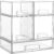 Stackable Storage Drawers Set of 5, Clear Plastic Pull-Out Organizer Bins for Coffee Pods, Cosmetics & Makeup – Anti-Slip, Countertop Vanity Bathroom Cabinet Pantry (2 Small + 2 High + 1 Wide)