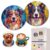 Stained Glass Shepherd Dog Funny Round Magnetic Coaster Set of 2 Doubles as Fridge Magnets, for The Office Desks Home Kitchen Coffee Tea Table, Birthday Housewarming Gifts for Friend Coworker Familys