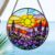 Stained Glass Window Hanging Suncatcher Decor,Round Window Ornament Gift (Lavender Sun, 20CM)