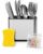 Stainless Steel Utensil Holder, 4-Compartment Kitchen Countertop Organizer