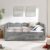 Star20XX Full Size Daybed, Daybed with Storage, Linen Fabric Sofa Bed with USB Port, 2 Drawers, Gingham Upholstered Bed Frame, Wavy Back, No Box Spring Needed
