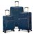 Stella Blanc Cleo 3-Piece Softside Expandable Luggage Set, Lightweight Nylon Spinner Suitcases with 360° Double Spinner Wheels, Quilted Design, Gold Trim, Carry-On, Medium & Large, Black (Navy)