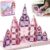 STEM MATCH Magnetic Tiles Girls Travel Toy: 42 PCS Pink Glitter Building Blocks Castle Tin Box – 120 Mins Quiet Play 60s Cleanup – Toddler Kids Gift Age 3 4 5 6