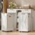 STHYTON Laundry Hamper Cabinet, Removable Laundry Baskets on Wheels, Wooden Hidden Trash Can Cabinet with 2 Drawers and 3 Open Compartments, for Laundry Room, Living Room, Kitchen, White and Walnut