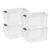 Storage Bins 60 Quart with Lids, 4 Pack Clear Plastic Totes, Stackable Organizer Containers for Garage, Attic & Dorm, Stackable Boxes