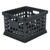 Storage Crate, Black Plastic Stackable Utility Bin with Handles, 30.6 Qt