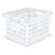 Storage Crate, White Plastic Stackable Utility Bin with Handles, 30.6 Qt