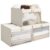 StorageWorks Storage Bins with Clear Window, Large Fabric Closet Organizer for Clothes, Collapsible Storage Baskets with PU Handles, Beige, 3-Pack