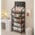Store Display Rack Wall Mounted Storage Rack,Large 5-Tier Snack Display Rack Organizer, Floor-Standing Supermarket Shelf with 15 Hooks, Black and White, for Store Kitchen Retail Display, Toy