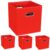 STOREONE 13 Inch Record Cube Organizer Bins,Black Fabric Storage Bins，Foldable Storage Bins Basket with Dual Handles Fabric Organizer Bins and Storage Box，Set of 4,Red