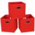 STOREONE Fabric Storage Bins Cubes Baskets Containers-(11X11X11) with Dual Handles for Shelf Closet, Nursery Home ， Bedroom Organizers, Foldable Set of 3 (Red)