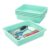 Storex Letter Size Flat Storage Tray – Organizer Bin for Classroom, Office and Home, Teal, 5-Pack (62522A05C), 10 x 13 x 3 Inches