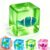 Stress Cube Fidget Toy for Adults – with Luminous Fish Inside (Clownfish, Narwhal, Manta Ray). Perfect for Daily Use,, White Elephant Exchanges. Palm-Sized and Satisfying to Squeeze.