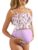 Summer Mae Maternity High Waist Swimsuit Ruffle Hem Bikini Bathing Suit Shirred Bandeau Two Piece Pregnancy Swimwear Dreamy Purple Flowers X-Large