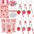 Suncalla 996 Pcs 24 Set Strawberry Keychain Making Kit DIY Summer Key Chain Crafts Bead Adjustable Letter Beads Cards Strings Kit Gift Backpack Accessories First Birthday Party Favors