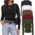 Sundwudu 5 Pack Womens Long Sleeve Shirts Basic Crop Top Fitted Underscrub