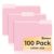 SUNEE File Folders Letter Size Pink, 100 Pack Manilla Folders 8.5 x 11 1/3-Cut Tabs, Colored File Folders Office Home School for Documents Files Paper