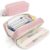 SUNEE Pencil Case, Large Capacity Pencil Pouch, Aesthetic Pen Bag Office Stationery Organizer Simple Sturdy Multifunctional for Teen Girls Women Men, Pink