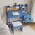 SunnyFurn Ergonomic Kids Desk and Chair Set for Ages 3-8 – Adjustable Height Study Table with Tilting Desktop – 2 Drawers, 3-Tier Shelves, Cork Board & Pen Holders – Blue