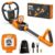 SUNPOW Kids Metal Detector with Treasure Animation & Waterproof Coil – Adjustable Stem (23.6”-27.6”) – Kit Includes Shovel, Rake, Bag – Ideal Gift for Boys & Girls 6-12 for Beach, Park, Backyard -MD20