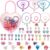 Swakuta 40 Pcs Girls Jewelry Toys Princess Necklace Bracelet Ring Earrings with Handbag for Little Girls Toddler Kids Mermaid Rainbow Birthday Gift Party Favors Costume Dress Up Pretend Toys Sets