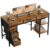 Sweetcrispy 55″ Computer Desk with 6 Drawers, Home Office Gaming Desks with Storage Shelves for Bedroom, Writing Study Corner Living Room Work Table, Brown