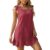 Swimsuit Coverup for Women Tie Shoulder Ruffle Hem Beach Dress (Dark Red,One Size)
