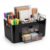 Swuj Black Desk Organizer with Drawers, 4 Slots, Side Handles, Pen Holder