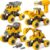 Take Apart Construction Truck Toys for Boys Age 3-8, 4 PCS STEM Building Toys with Electric Drill, Excavator Bulldozer Cement Mixer Dump Truck, Pull Back Cars Birthday Gifts for 3 4 5 6 Year Old Kids