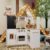 TaoHFE White Corner Play Kitchen with Lights,Kitchen Set for Kids Ages 3-8,White Kids Toy Kitchen Set with Pretend Play Accessories Playset for Kid