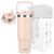 TaroKitc 30 oz Tumbler with Handle and Flip Straw, Triple-Wall Vacuum Insulated Water Bottle, Leakproof Reusable Travel Mug for Home, Outdoors, Fit in Car Cup Holder, Cold for 30 Hrs,Rose Quartz