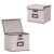 Tcbelosion Large Square Storage Bin with Lid, Foldable Organizer Box with Handles & Label Design, for Office, Closet, Home, Documents, Grey, 12.20 x 10.63 x 10.63 Inches, 2 Pack